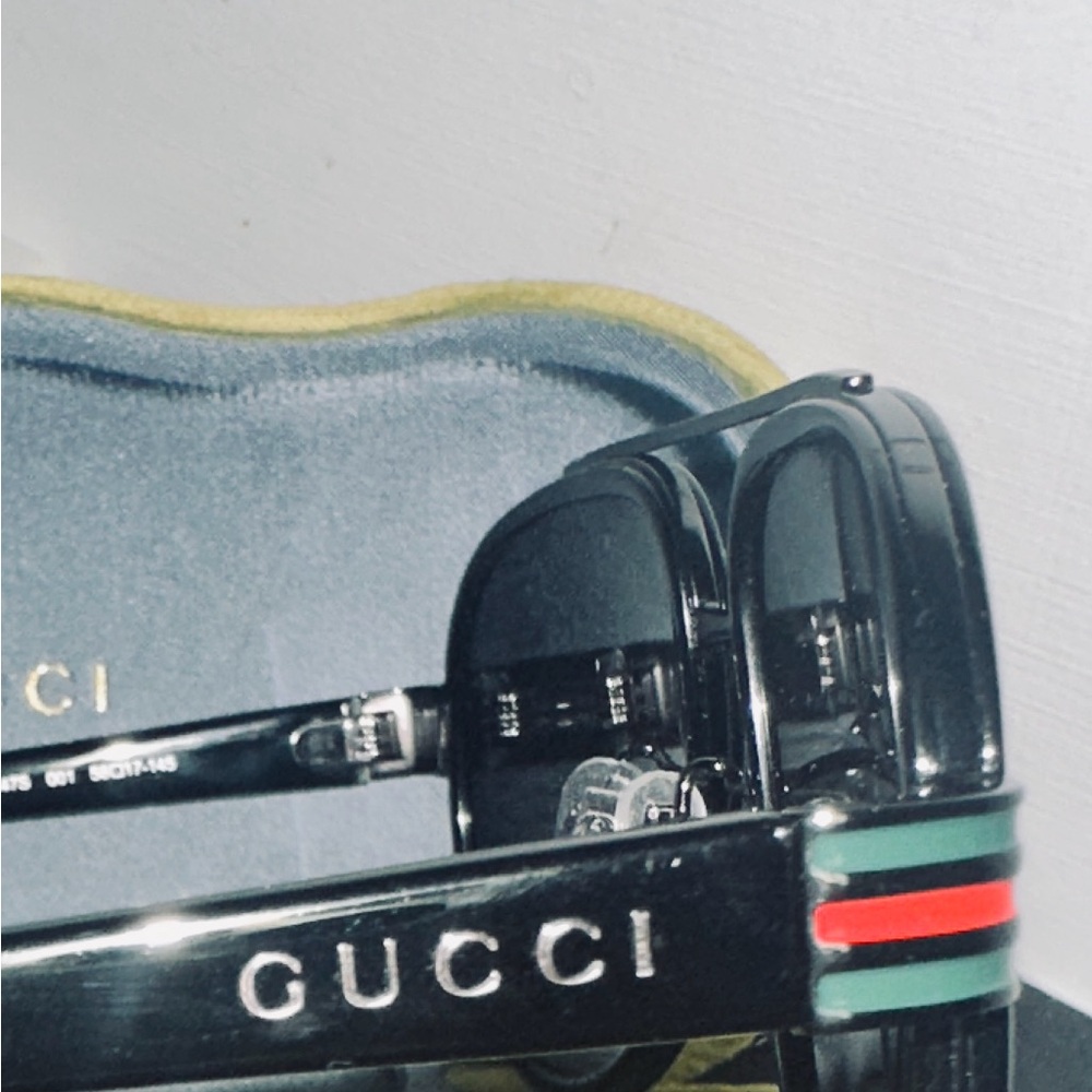 Gucci Black Glasses with Red and Green Accents